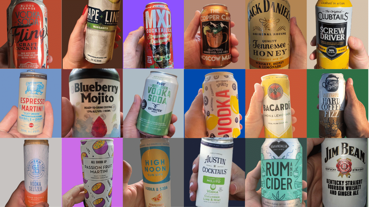 Assortment of canned ready to drink brands